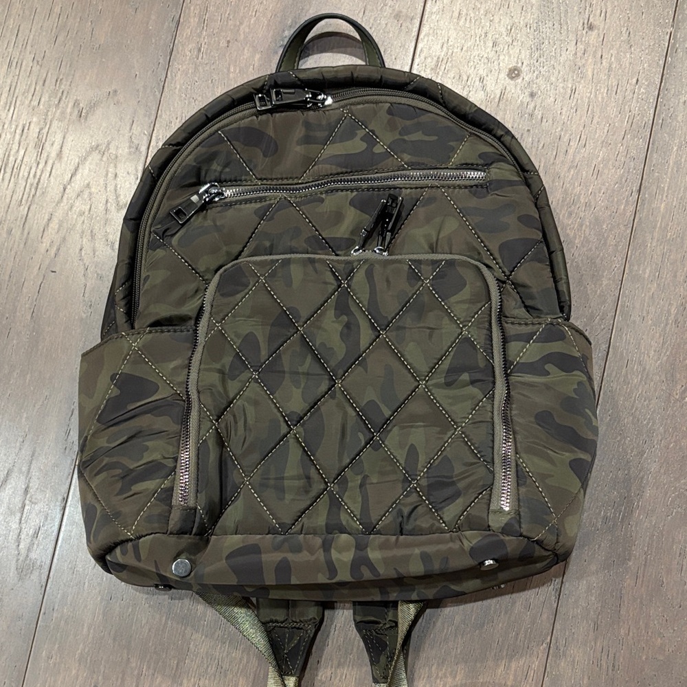 INC International Concepts Quilted Camo Backpack - Olive Green